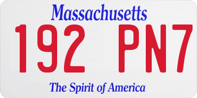 MA license plate 192PN7
