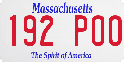 MA license plate 192PO0