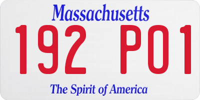 MA license plate 192PO1
