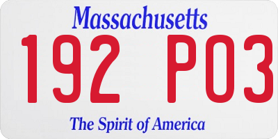 MA license plate 192PO3