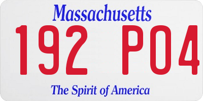 MA license plate 192PO4