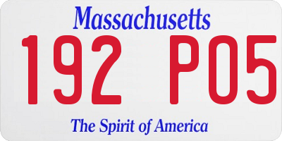 MA license plate 192PO5