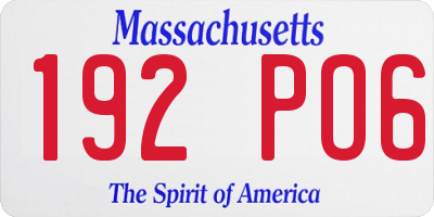 MA license plate 192PO6
