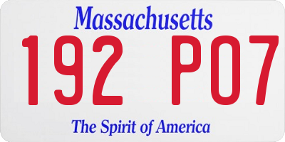 MA license plate 192PO7
