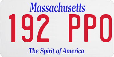 MA license plate 192PP0