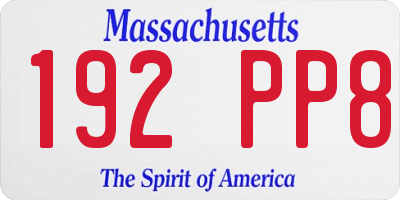 MA license plate 192PP8