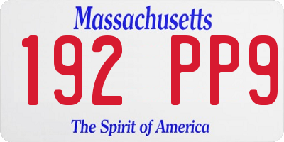 MA license plate 192PP9