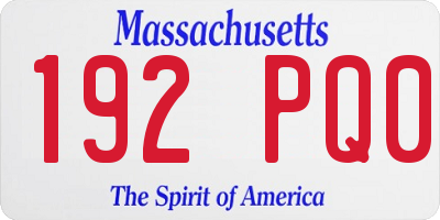 MA license plate 192PQ0