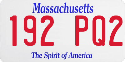 MA license plate 192PQ2
