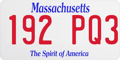 MA license plate 192PQ3