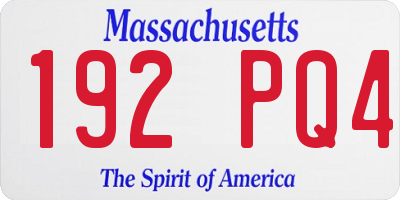 MA license plate 192PQ4