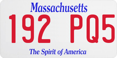 MA license plate 192PQ5