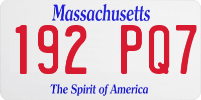 MA license plate 192PQ7