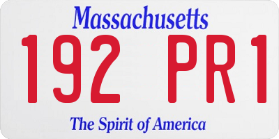 MA license plate 192PR1