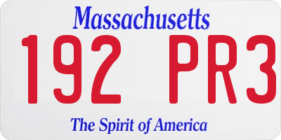 MA license plate 192PR3