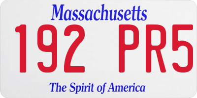 MA license plate 192PR5