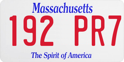 MA license plate 192PR7
