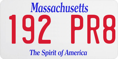 MA license plate 192PR8