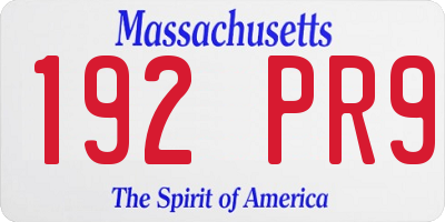 MA license plate 192PR9