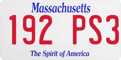 MA license plate 192PS3