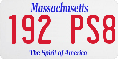 MA license plate 192PS8