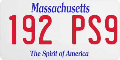MA license plate 192PS9