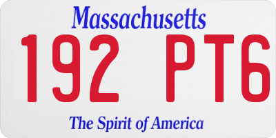 MA license plate 192PT6