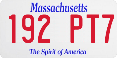 MA license plate 192PT7