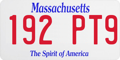 MA license plate 192PT9