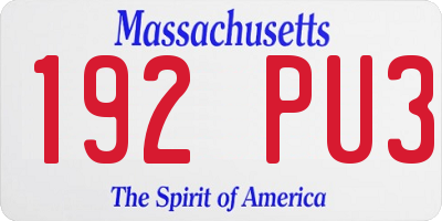 MA license plate 192PU3