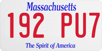 MA license plate 192PU7