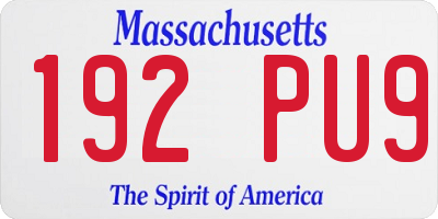 MA license plate 192PU9