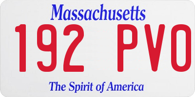 MA license plate 192PV0
