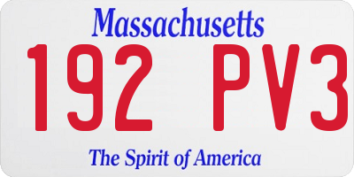 MA license plate 192PV3