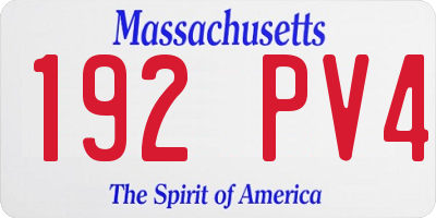 MA license plate 192PV4
