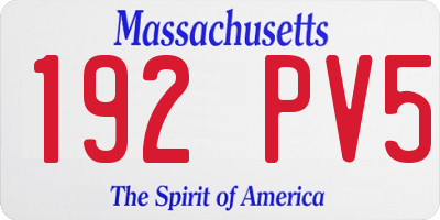 MA license plate 192PV5
