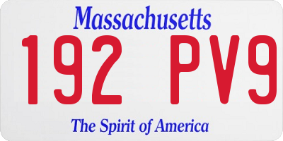 MA license plate 192PV9
