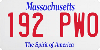 MA license plate 192PW0