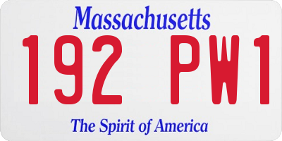 MA license plate 192PW1