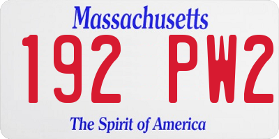 MA license plate 192PW2