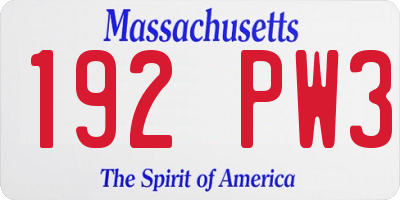 MA license plate 192PW3