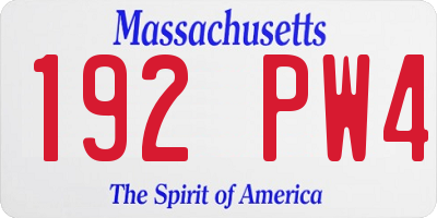 MA license plate 192PW4