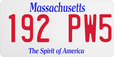 MA license plate 192PW5
