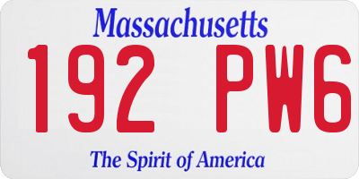 MA license plate 192PW6