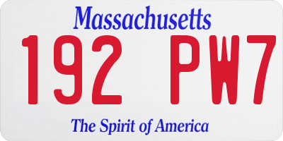 MA license plate 192PW7