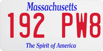 MA license plate 192PW8