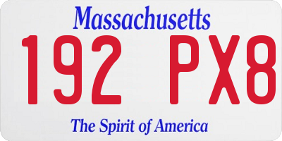 MA license plate 192PX8