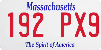 MA license plate 192PX9