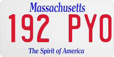 MA license plate 192PY0