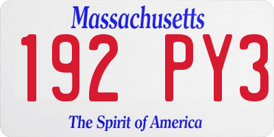 MA license plate 192PY3